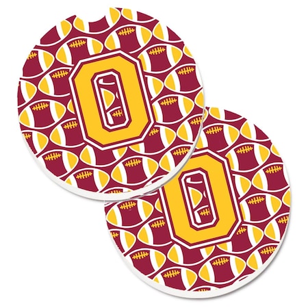 Carolines Treasures Letter O Football Maroon and Gold Cup Holder Car Coaster, PK2 CJ1081-OCARC